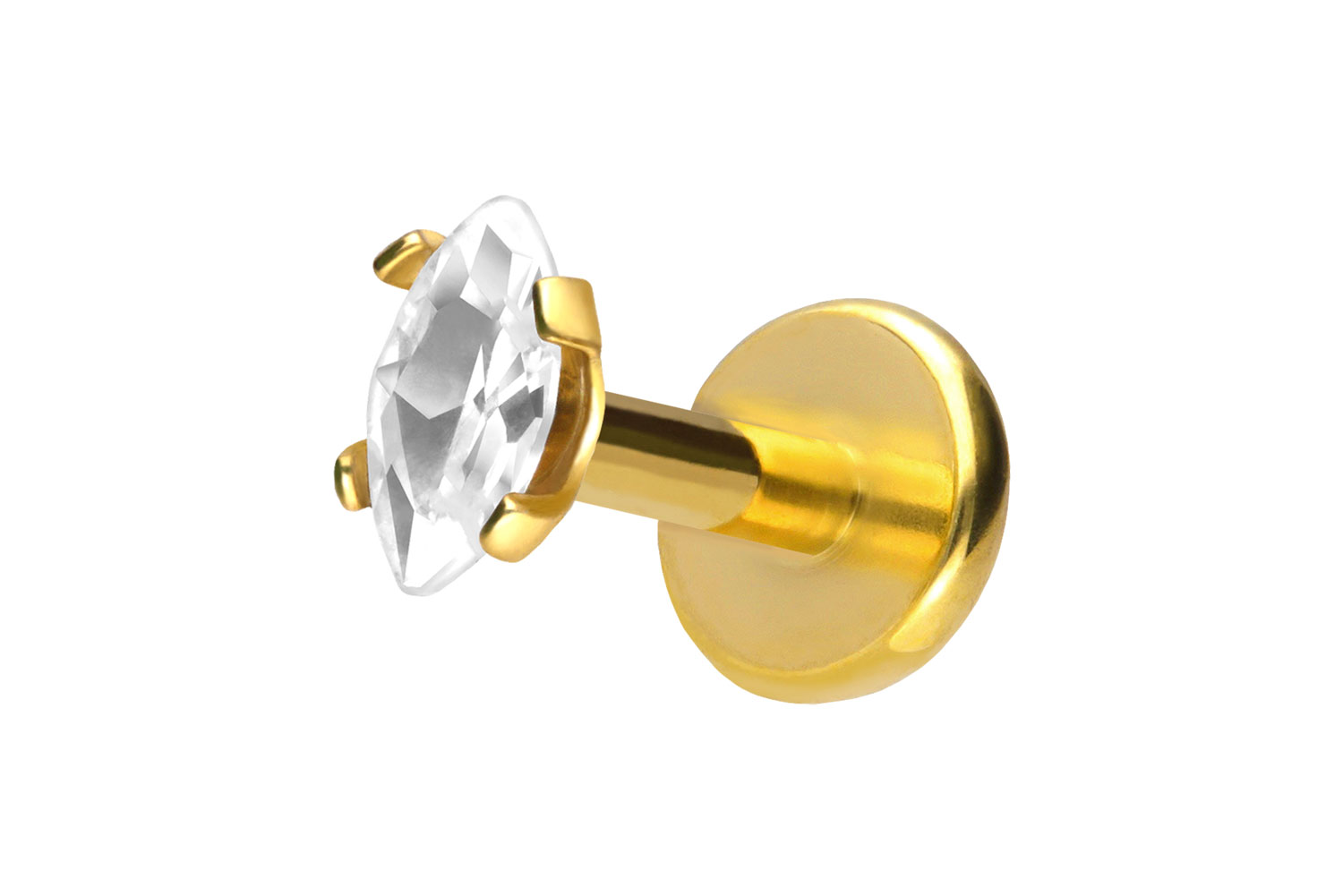 Titan Labret Piercing mit Push Fit EINGEFASSTER KRISTALLTROPFEN